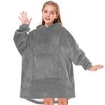 Gentlewarm Blanket Hoodie for Kids, Oversized Blanket Hoodie for Girls Boys, Wearable Blanket Hoodie Sweatshirt, Super Soft Sherpa Fleece Dressing Gown Throw Hooded Rob with Pocket