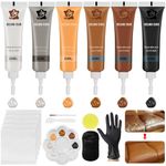 Celepoir Leather Filler Repair Kit, 6 Colors Leather Repair Kit, Mixable Leather Restorer Creamm with Sponge & Polishing Cloth, for Fix Sofas, Car Seats, Jackets, Bags, Purse, Shoes, Holes & Scratch