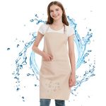 FunChaos Chef Apron for Men and Women Wash Free Bib Apron with 2 Pockets Water & Oil Proof Adjustable Aprons Professional for Cooking Kitchen Gardening Painting BBQ, Khaki