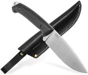 BPS Knives Savage Bushcraft Full Tang Camping Knife with Leather Sheath, Outdoor Fixed Blade, Bush Survival Knife Gift for Men, Camp Gear