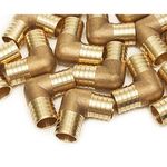 Pex Fittings 1/2 Inch 90 Degree Barbed Elbow Connector Crimp Brass for Pipe Tubing, No Lead 10 in Pack