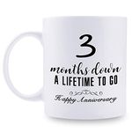 aiyaya 3 Month Anniversary Mugs for Girlfriend Boyfriend - Three Month Anniversary Mug for Him Her Couple Lovers - 3 Months Down A Lifetime To Go Happy Anniversary Mug - 11 oz Coffee Mug