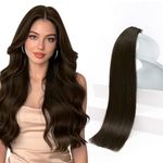 Sunny Hair Tape in Hair Extensions Human Hair Invisible Tape in Real Hair Extensions Straight Remy Human Hair Extensions for Women 20Pcs 24inch Chocolate Dark Brown