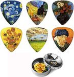 Dulphee Guitar Picks 12 Pack Vincent Van Gogh Picks .71mm Medium with Thin Box - Special Guitar Plectrums Gift Set for Guitarist