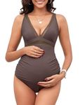 ZAFUL 2024 Maternity One Piece Swimsuit for Women Swim Suits Mesh Swimsuits Sexy Bathing Suits, Rose Brown, XL