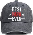 Best Papa Ever Hats for Men, Adjustable Embroidered Wash Cotton Dad Birthday Baseball Cap, Embroidered Black, One Size