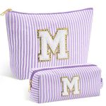 SEFORICO Initial Makeup Bag - Cosmetic Bag Makeup Pouch Make Up Bag Large Capacity Makeup Bag Travel Bag, Teen Girl Gifts Trendy Stuff Self Care Gifts for Women Best Friend Birthday Gifts (Purple M)