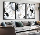 ASDCEUTICALS Large Framed Wall Art - Natural Framed Abstract Canvas Pictures for Living Room Modern Canvas Prints for Bedroom, Black Float Framed Art for Home Office Kitchen Decor 60cm X 90cm X 3pcs