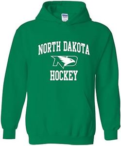 NCAA Arch Logo Hockey, Team Color Hoodie, College, University, North Dakota Fighting Hawks Green, Medium