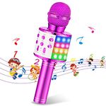 3-12 Year Old Girl Boy Gifts, Exssary Karaoke Microphone Gifts 6-8 Years Old Toys for 4 5 6 7 8 9 Year Old Kids Microphone Valentines Day Gift for Kids Teen Girls Bluetooth Microphone Purple