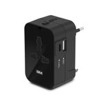 GM 3064 Universal Travel Adaptor|LED Indicator|Multi plug Connetion|Type C|Type A|Compact and Light Weight Universal Adaptor - Black