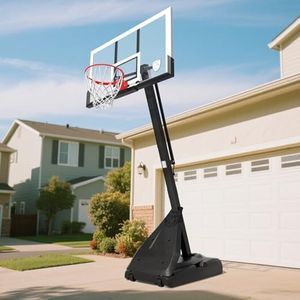 IGL Basketball Hoop Outdoor, 7.5-10 FT Quick Height Adjustable Basketball Hoop, 54 Inch PC Backboard Portable Basketball Hoops & Goals, Reinforced and Thickened Square Tube Iron Steel