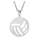 VASSAGO Hollow Volleyball Necklace Stainless Steel Love Basketball Necklace Minimalist Sport Jewelry Clavicle Chain Gifts for Teen Girls Boys