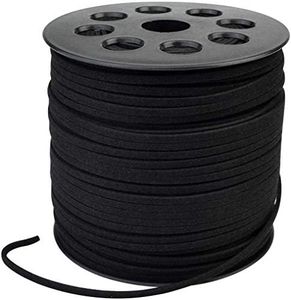 ZKC 3mm x100 Yards Black Suede Cord Suede Lace Faux Leather Cord with Roll Spool for Bracelet Necklace Beading DIY Handmade Crafts