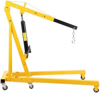 2Ton Folding Engine Hoist Stand Cherry Picker 4000lb Ship Crane Heavy Duty Steel Lift Garage Freight Suit for Heavy Goods, Garage Auto Mechanic 6 Caster (Yellow)