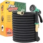 Flexi Hose Expandable Garden Hose, Lightweight & No-Kink Flexible Garden Hose, 3/4 inch Solid Brass Fittings and Double Latex Core, 75 ft Black