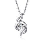 Silver Necklace Women Music Note Necklace 925 Sterling Silver Necklace Musical Note Necklace Dancing CZ Diamond Necklace Cubic Zirconia Necklace Jewelry for Women Mother Han han Necklace