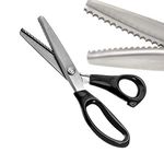 LORJE Pinking Shears for Fabric Ultra Sharp Comfort Grips Dressmaking Zig Zag Cut Scissors Sewing Scissors Serrated (Black Scalloped)