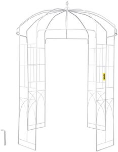 VEVOR Birdcage Shape Garden Arbor, 9' High x 6.6' Wide, Heavy Duty Wrought Iron Arbor, Wedding Arch Trellis for Climbing Vines in Outdoor Garden, Lawn, Backyard, Patio, White