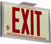 Jessup Glo Brite 7210-SAF-B P50 Non Electrical, Glow-in-The-Dark (Photoluminescent) Screen-Printed Eco Exit Sign, Single-Sided with Aluminum Frame and Bracket, 7.5" by 13", Red