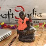 eCraftIndia Karate Style Monk Buddha Decorative Showpiece with 10 Free Smoke Backflow Scented Cone Incenses