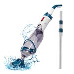 Pool Vacuum for Above Ground Pool with a Telescopic Pole, Running time up to 1H, T403 Handheld Rechargeable Pool Cleaner with Powerful Suction up to 18.5 gallons/min, Ideal for Leaves, Debris