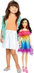 Large Barbie Doll with Black Hair, 28 Inches Tall, Rainbow Dress and Styling Accessories Including Shooting Star Handbag