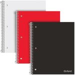 Oxford Spiral Notebook - Graph Paper Notebook 8.5 X 11 - Pack of 3 - Quad Ruled (4 X4) Grid Paper Notebook - Black, Red, And White Covers, 100 Perforated Sheets - 1 Subject Graph Notebook