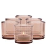 TREND FOR HOME 6 Glass Tealight Holders H: 8 cm Ø 9 cm Candle Jars for Candle Making Round Beige Candle Holder Tealight Candle Holders for Living Room Tea Light Holder Nude | 250 ml | Luna