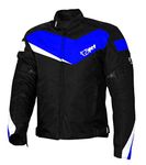 Jet Motorcycle Motorbike Jacket Scooter Moped Commuter Urban Rider Protective Jacket Textile Armoured ECONOTECH (Blue, Small (36" - 38"))