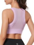 Yvette High Impact Sports Bras for Women Large Bust Zip Front Closure Sports Bra High Support for Running Workout, Purple, Medium