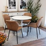 Inspirer Studio Dining Table Set for 4-35.5" Tuilp Table with 4 Upholstered Dining Chairs (Spoon Coffee)