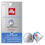 Illy Coffee Nespresso Compatible Capsules, Decaffeinato, Aluminium Coffee Capsules, Pack Of 10