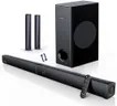 180W Sound Bar MEREDO 2 in 1 Detachable Soundbar for TV 2.1CH Soundbar with Subwoofer 5 EQ Modes Treble & Bass Adjust (ARC Cable) Optical/BT 5.4/AUX, 12L Deep Bass for Home Theater-32 Inch