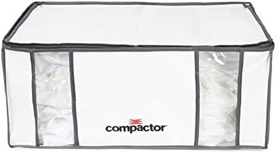 Vacuum Storage Bag, XXL Semi-Rigid Polypropilene + Nylon Space Saver Vacuum Storage Bag, Cube Storage Organizer with Compressed Storage Bag Vacuum Sealed for Wardrobe Organizing, Moving with White Semi-Rigid Box by Compactor.