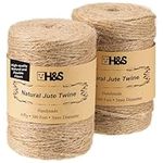 H&S Jute Twine String 600 Feet 6ply 3mm Thick Strong Natural Jute Rope Roll stronger than 3ply for Floristry Garden Gifts