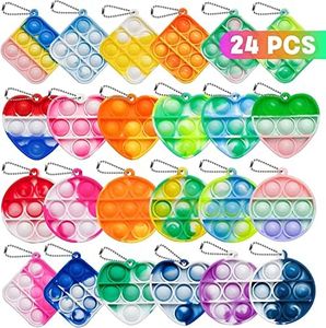 24 PCS Pop Fidget Toys Its Party Favors Toddler Toys, (Random Color) 3 Shape Pop Keychain It Kids Toys Fidgets Packs Sensory Toys Stress Toys, Autism Popper Toy for Girls Fidget Pack