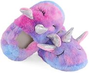 KAKU NANU Toddler Rainbow Slippers Cute Fluffy Slipper Animal House Shoes for Girls Boys (Colorful,7-8 Toddler)