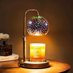 Glocusent Candle Warmer Lamp with Timer, 3D Glass Globe, Antique Base, Dimmable Height Adjustable Wax Melter for Scented Jar Candles, 2-8H Auto Off, Christmas Birthday Gifts for Women, Home Decor Gift