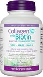 Webber Naturals Collagen30 with Biotin, 2,500 mg of Bioactive Collagen Peptides with 5,000 mcg of Biotin Per Serving, 120 Tablets, For Advanced Nourishment of Skin, Hair and Nails