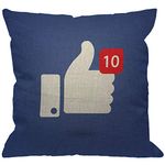 HGOD DESIGNS Thumbs Up Finger Throw Pillow Cover,10 Like Social Network Icon with New Appreciation Number Symbol Decorative Pillow Cases Square Cushion Covers for Home Sofa Couch 18x18 inch