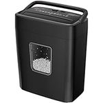 Bonsaii Micro Cut Shredder, 6 Sheet, P-4, Paper Shredder for Home Use, Shreds Credit Cards/Staples/Clips for Small Home Office Use, Portable Handle Safe Design with 16L Wastebasket (C261-D)