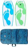 Two Bare Feet 42" Bodyboard Bundle - 2 x 42 'Future' Bodyboards of your choice + Premium Double Carry Bag (Future Print (Aqua)+Future Print(Green)+Blue Bag)