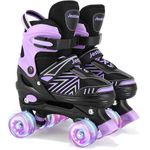 Kids Roller Skates for Girls Boys, Adjustable Roller Skates with 8 Light up Wheels for Girls Boys Youth Beginners indoor & outdoor Use (Medium (UK 1-4))