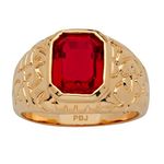 PalmBeach Jewelry Men's Yellow Gold-Plated Emerald Cut Simulated Red Ruby Nugget Style Ring Sizes 8-16, Metal, Ruby