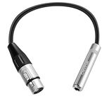 Devinal XLR Female to 1/4" Female calbe, 3 Pin Female to 6.35mm Socket Audio Cord, XLR Jack to TS/TRS Quarter inch Adapter Connector Converter Metal Construction