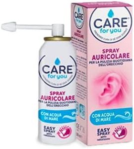 CARE for you, Spray Auricolare - Spray Pulizia Orecchie, Soluzione Isotonica, Nebulizzato per La Pulizia Quotidiana dell'Orecchio, con Acqua di Mare, 100 ml