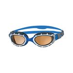 Zoggs Predator Flex Adult Swimming Goggles, UV protection swim goggles, Quick Adjust Comfort Goggles Straps, Fog Free Swim Goggle Lenses, Goggles, Blue/Grey/Polarized Copper, Regular Fit