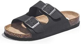 FITORY Boys Slide Sandals, Cork Slipper with Adjustable Straps for Little Kid Black Size 3