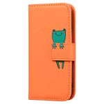 Skyhewen for Motorola Moto G23 Case, Moto G13 Case, Moto G53 5G Case, PU Leather Flip Wallet Cute Case for Women Girls with [Kickstand] [Magnetic Clasp] [Card Holder] [Animal Pattern], Orange & Frog